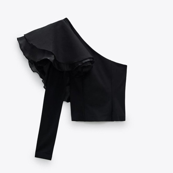 Zara Tops Zara Flutter Ruffle One Shoulder Top Poshmark